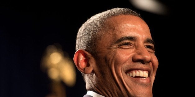 US President Barack Obama addresses the House Democratic Caucus retreat on January 29, 2015 in Philadelphia. AFP PHOTO/NIC