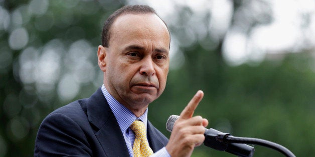 Rep. Luis Gutierrez, D-Ill, speaks during a "United we Dream" rally on Capitol Hill, Wednesday, July 10, 2013 in Washington. DREAMers (Development, Relief, and Education for Alien Minors) gathers on Capitol Hill in a solemn and aspirational citizenship ceremony, sending a clear signal to the House of Representativesâ GOP leadership as they go into their meeting that afternoon to discuss immigration reform with their caucus. (AP Photo/Alex Brandon)