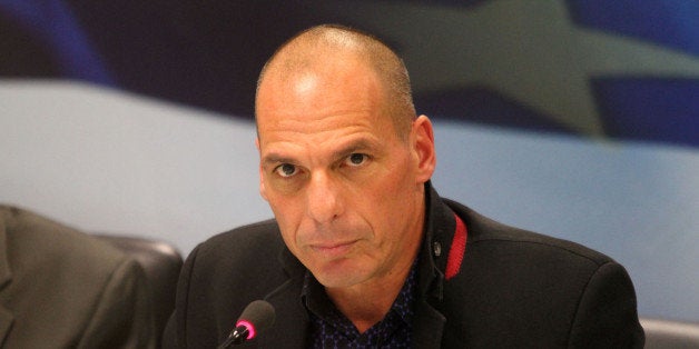 ATHENS, GREECE - JANUARY 28: New Greek Finance Minister Yanis Varoufakis attends a handover ceremony in Athens on January 28, 2015. (Photo by Ayhan Mehmet/Anadolu Agency/Getty Images)