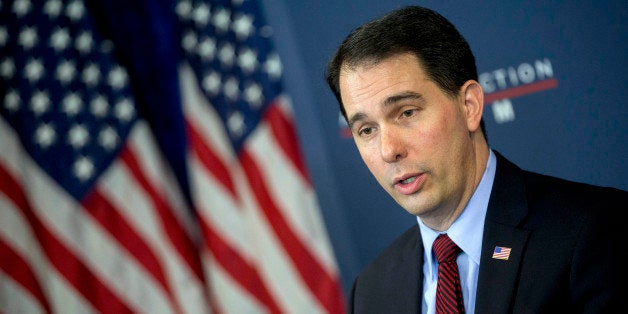 Scott Walker, governor of Wisconsin, speaks during a panel discussion at the American Action Forum in Washington, D.C., U.S.,
