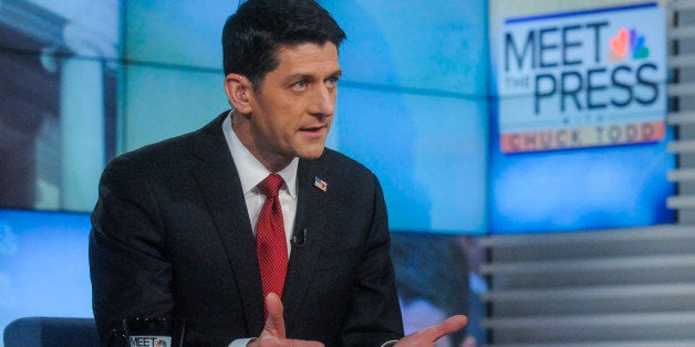 MEET THE PRESS -- Pictured: (l-r) Rep. Paul Ryan (R-WI) appears on 'Meet the Press' in a pre taped interview in Washington,