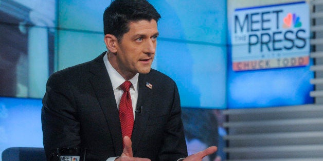 MEET THE PRESS -- Pictured: (l-r) Rep. Paul Ryan (R-WI) appears on 'Meet the Press' in a pre taped interview in Washington, D.C., Saturday, Jan. 31, 2015. (Photo by: William B. Plowman/NBC/NBC NewsWire via Getty Images)