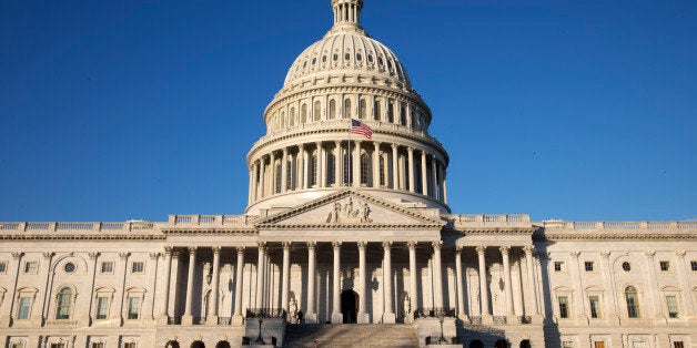 The U.S. Capitol is seen in early morning light in Washington, Tuesday, Dec. 31, 2013. A two-year, $60 million renovation of the U.S. Capitol dome has begun inside the dome, with exterior scaffolding expected in the spring of 2014. (AP Photo/Jacquelyn Martin)