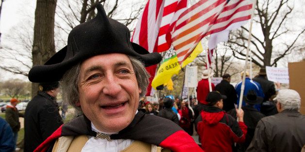 WASHINGTON, DC - March 31: An actor portrayed George Washington during a Tea Party Patriot rally at the Taft Memorial at the U.S. Capitol. (Photo by Scott J. Ferrell/Congressional Quarterly/Getty Images)