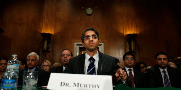 Dr. Vivek Hallegere Murthy, President Barack Obama's nominee to be the next U.S. Surgeon General, prepares to testify on Capitol Hill in Washington, Tuesday, Feb. 4, 2014, before the Senate Health, Education, Labor, and Pensions (HELP) Committee hearing on his nomination. (AP Photo/Charles Dharapak)