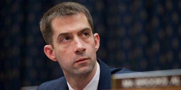 UNITED STATES - FEBRUARY 26: Rep. Tom Cotton, R-Ark., appears at a House Foreign Affairs Committee hearing in Rayburn Building titled 'International Wildlife Trafficking Threats to Conservation and National Security.' (Photo By Tom Williams/CQ Roll Call)