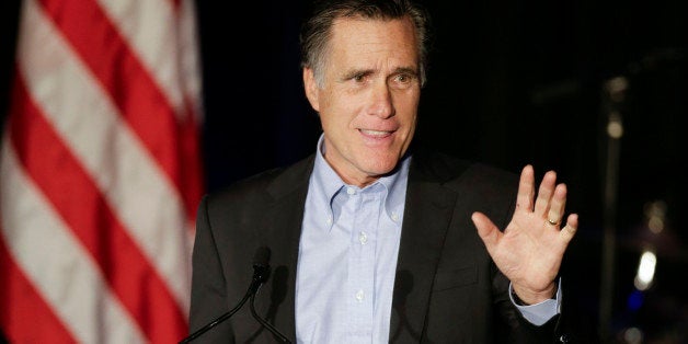 Mitt Romney, the former Republican presidential nominee, speaks during the Republican National Committee's winter meeting aboard the USS Midway Museum Friday, Jan. 16, 2015, in San Diego. (AP Photo/Gregory Bull)