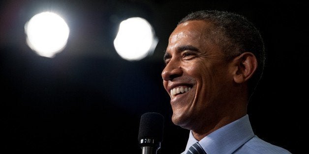 US President Barack Obama delivers a speech on the economy on February 6, 2015 at Ivy Tech Community College in Indianapolis, Indiana. AFP PHOTO/NICHOLAS KAMM (Photo credit should read NICHOLAS KAMM/AFP/Getty Images)