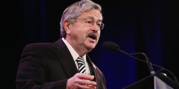DES MOINES, IA - JANUARY 24: Iowa Governor Terry Branstad speaks to guests at the Iowa Freedom Summit on January 24, 2015 in Des Moines, Iowa. The summit is hosting a group of potential 2016 Republican presidential candidates to discuss core conservative principles ahead of the January 2016 Iowa Caucuses. (Photo by Scott Olson/Getty Images)