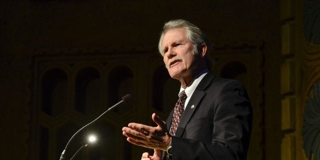 Oregon Governor John Kitzhaber speaks onstage at the Oregon Consular Corps 'Celebrate Trade' event at the Portland Art Museum, Portland, Oregon, USA on 19 May 2014. (Photo by Anthony Pidgeon/Redferns)