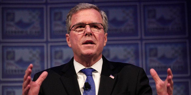 DETROIT, MI - FEBRUARY 4: Former Florida Governor Jeb Bush speaks at the Detroit Economic Club February 4, 2015 in Detroit, Michigan. Bush, the son of former republican President George H.W. Bush and the brother of former republican President George W. Bush, is considering becoming a republican candidate for the 2016 presidential election. (Photo by Bill Pugliano/Getty Images)