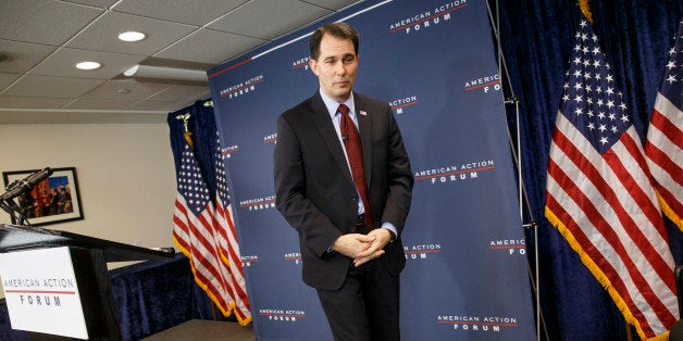 Wisconsin Gov. Scott Walker speaks at the American Action Forum in Washington, Thursday, Jan. 29, 2015. Shifting his focus to Washington, Walker is expanding his political operation as he fights for early momentum in the increasingly crowded field of GOP White House prospects. The American Action Forum calls itself a center-right policy institute. (AP Photo/J. Scott Applewhite)