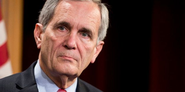 UNITED STATES - JANUARY 20: Rep. Lloyd Doggett, D-Texas, listens as other members speak during the press conference on Tuesday, Jan. 20, 2015, to announce legislation 'to tighten restrictions on corporate tax inversions.' (Photo By Bill Clark/CQ Roll Call)