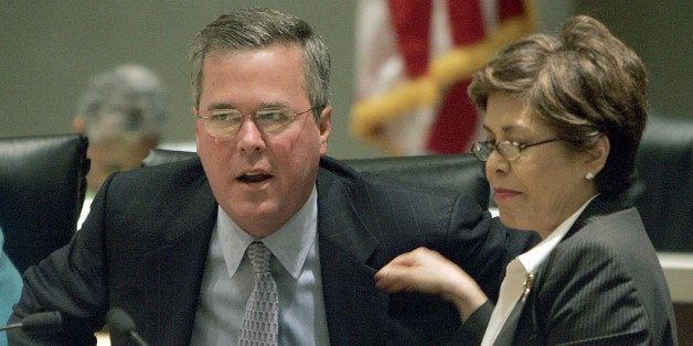 Florida Gov. Jeb Bush, left, and First Lady Columba Bush, right, participate in the annual statewide drug summit on Wednesday, June 7, 2006, in Tallahassee, Fla. The summit provides a forum for drug control experts and law enforcement officials to discuss the Florida Drug Control Strategy and future drug prevention and treatment initiatives. (AP Photo/Phil Coale)