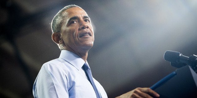 US President Barack Obama speaks about the economy and early childhood education at the University of Kansas in Lawrence, Kansas, January 22, 2015. Obama is on the second day of a 2-day, 2-state trip to Idaho and Kansas following his State of the Union address. AFP PHOTO / SAUL LOEB (Photo credit should read SAUL LOEB/AFP/Getty Images)