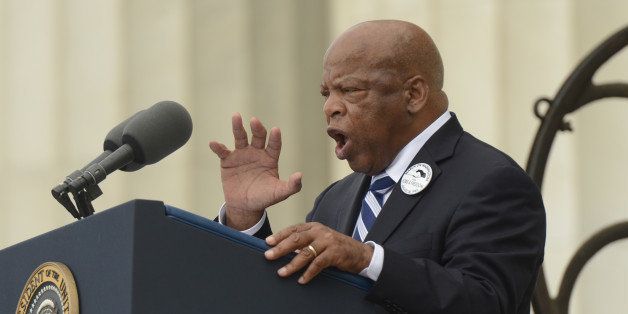 Representative John Lewis, a Democratic from Georgia, speaks during the Let Freedom Ring commemoration event at the Lincoln Memorial in Washington, D.C., U.S., on Wednesday, Aug. 28, 2013. U.S. President Barack Obama, speaking from the same Washington stage where Martin Luther King Jr. delivered a defining speech of the civil rights movement, said that even as the nation has been transformed, work remains in countering growing economic disparities. Photographer: Michael Reynolds/Pool via Bloomberg 