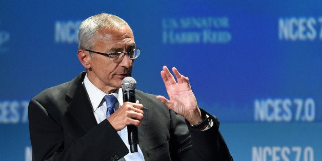 LAS VEGAS, NV - SEPTEMBER 04: Counselor to President Barack Obama, John Podesta speaks at the National Clean Energy Summit 7.0 at the Mandalay Bay Convention Center on September 4, 2014 in Las Vegas, Nevada. Political and economic leaders are attending the summit to discuss a domestic policy agenda to advance alternative energy for the country's future. (Photo by Ethan Miller/Getty Images)