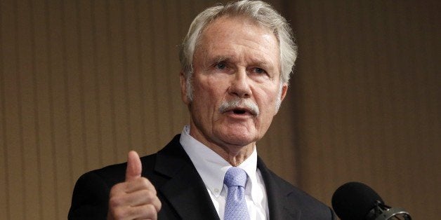 Oregon Gov. John Kitzhaber speaks during a gubernatorial debate against Republican challenger Dennis Richardson in Portland, Ore., Friday, Oct. 10, 2014. (AP Photo/Don Ryan)