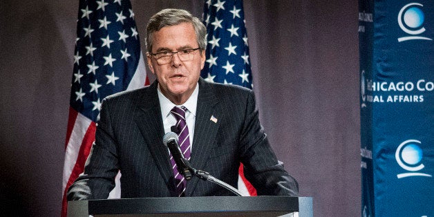 Jeb Bush, former governor of Florida and possible Republican presidential candidate, speaks to the Chicago Council on Global