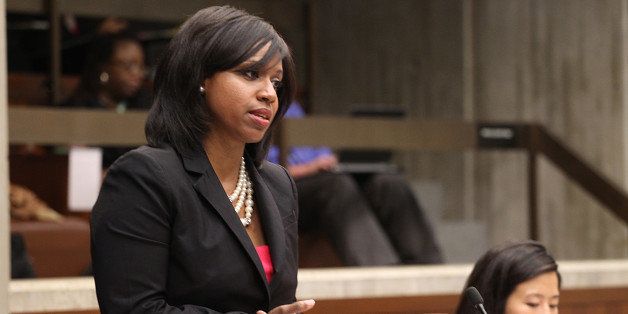 BOSTON - OCTOBER 8: Boston City Councilor Ayanna Pressley. The Boston City Council votes itself a pay increase. (Photo by Suzanne Kreiter/The Boston Globe via Getty Images)