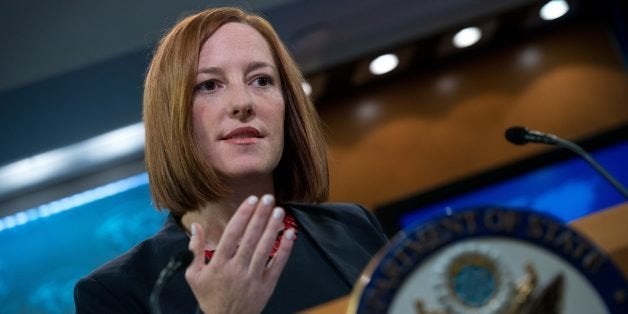 US State Department spokeswoman Jen Psaki speaks at the daily briefing at the State Department in Washington,dc on March 10, 2014. Washington called on Russia to prove that it was willing to act on a series of US proposals aimed at ending the crisis over Ukraine. US Secretary of State John Kerry had laid out a number of ideas to his Russian counterpart Sergei Lavrov and is prepared to take part in further talks 'if and when we see concrete evidence that Russia is prepared to engage on these proposals,' Psaki said. AFP PHOTO/Nicholas KAMM (Photo credit should read NICHOLAS KAMM/AFP/Getty Images)