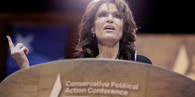 NATIONAL HARBOR, MD - MARCH 08: Conservative pundit, television personality and former vice presidential candidate Sarah Palin speaks during the 41st annual Conservative Political Action Conference at the Gaylord International Hotel and Conference Center on March 8, 2014 in National Harbor, Maryland. The conference, a project of the American Conservative Union, brings together conservatives, polticians, pundits and voters for three days of speeches and workshops. (Photo by T.J. Kirkpatrick/Getty Images)