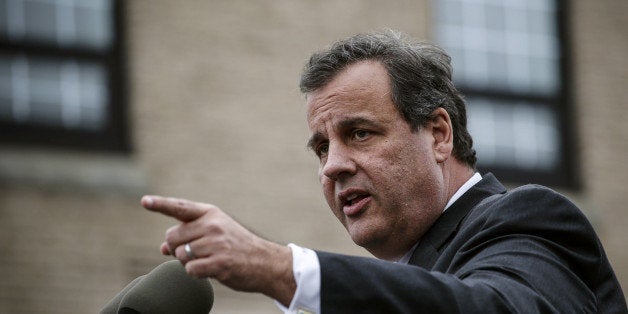 BELMAR, NJ - OCTOBER 29: New Jersey Governor Chris Christie speaks at an event in Belmar two years after Hurricane Sandy on O