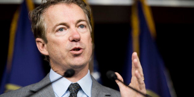 UNITED STATES - JANUARY 27: Sen. Rand Paul, R-Ky., speaks during the news conference to unveil the Fifth Amendment Integrity Restoration Act (FAIR Act), legislation to 'protect the rights of property owners and restore the Fifth Amendment's role in civil forfeiture proceedings' on Tuesday, Jan. 27, 2015. (Photo By Bill Clark/CQ Roll Call)