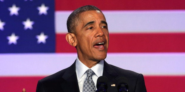 WASHINGTON, DC - FEBRUARY 20: President Barack Obama speaks during the Democratic National Committee general session February 20, 2014 in Washington, DC. The DNC held its annual winter meeting at the Hyatt Regency in Washington. (Photo by Mark Wilson/Getty Images)