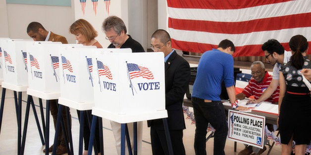 People voting in polling place