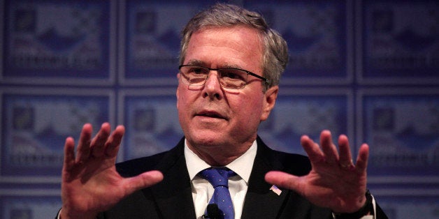 DETROIT, MI - FEBRUARY 4: Former Florida Governor Jeb Bush speaks at the Detroit Economic Club February 4, 2015 in Detroit, Michigan. Bush, the son of former republican President George H.W. Bush and the brother of former republican President George W. Bush, is considering becoming a republican candidate for the 2016 presidential election. (Photo by Bill Pugliano/Getty Images)