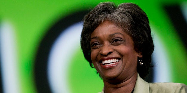 Mignon Clyburn, acting chairwoman of the Federal Communications Commission (FCC), laughs during an interview at the National Cable and Telecommunications Association (NCTA) Cable Show in Washington, D.C., U.S., on Tuesday, June 11, 2013. The Cable Show is expected to bring in more than 10,000 attendees with 286 companies on the exhibit floor. Photographer: Andrew Harrer/Bloomberg via Getty Images 