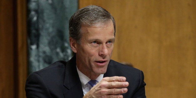 WASHINGTON, DC - FEBRUARY 05: Sen. John Thune (R-SD) questions Treasury Secretary Jack Lew during a Senate Finance Committee hearing about the Obama Administration's proposed FY2016 federal budget in the Dirksen Senate Office Building on Capitol Hill February 5, 2015 in Washington, DC. Finance Committee Chairman Orrin Hatch (R-UT) called the budget proposal unworkable but encouraged fellow senators to focus on the issues they agree on. (Photo by Chip Somodevilla/Getty Images)