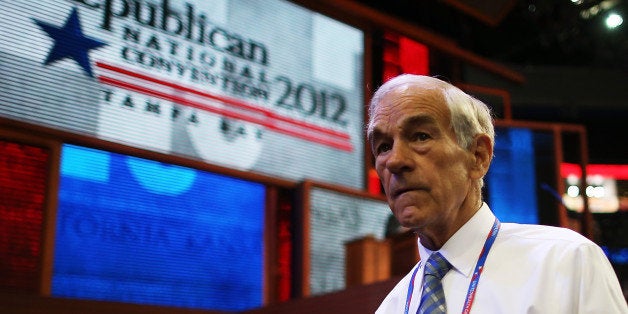 TAMPA, FL - AUGUST 28: U.S. Rep. Ron Paul (R-TX) walks the arena floor during the second day of the Republican National Convention at the Tampa Bay Times Forum on August 28, 2012 in Tampa, Florida. Today is the first full session of the RNC after the start was delayed due to Tropical Storm Isaac. (Photo by Chip Somodevilla/Getty Images)