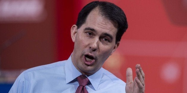 Wisconsin Governor Scott Walker speaks at the annual Conservative Political Action Conference (CPAC) at National Harbor, Maryland, outside Washington, DC on February 26, 2015. AFP PHOTO/NICHOLAS KAMM (Photo credit should read NICHOLAS KAMM/AFP/Getty Images)