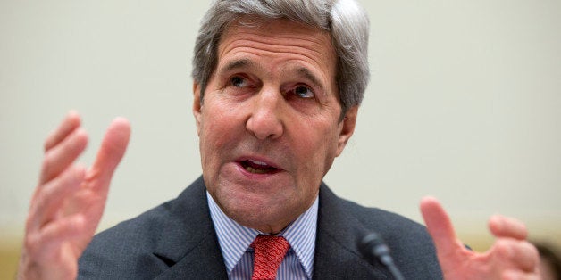 Secretary of State John Kerry testifies on Capitol Hill in Washington, Wednesday, Feb. 25, 2015, before the House Foreign Affairs Committee. Kerry has implored skeptical senators not to criticize nuclear negotiations with Iran before a deal can be crafted, but he's certain to get another round of questions about the sensitive talks from members of the House. (AP Photo/Carolyn Kaster)