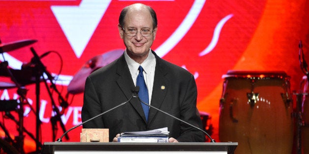Rep. Brad Sherman speaks on stage at American Friends of Magen David Adom's Red Star Ball held at The Beverly Hilton on Thurs