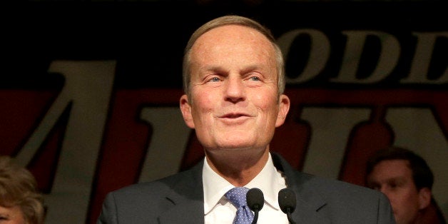 U.S. Senate candidate, Rep. Todd Akin, R-Mo., speaks to supporters after loosing to U.S. Sen. Claire McCaskill, D-Mo. Tuesday, Nov. 6, 2012, in Chesterfield, Mo. (AP Photo/Charlie Riedel)