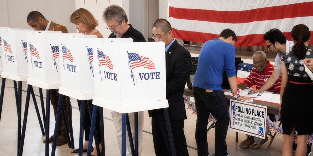 People voting in polling place