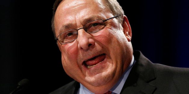 Republican Gov. Paul LePage delivers his inauguration address after taking the oath of office for his second term, Wednesday, Jan. 7, 2015, at the Augusta Civic Center in Augusta, Maine. (AP Photo/Robert F. Bukaty)