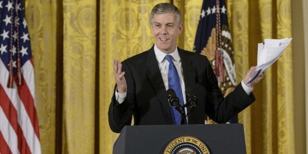 US Secretary of Education Arne Duncan speaks at the ConnectED conference in the East Room of the White House November 19, 201