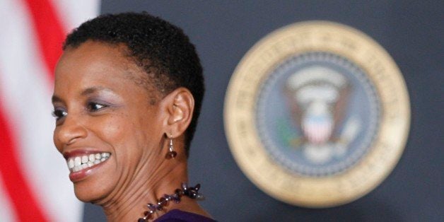 Rep. Donna Edwards, D-Md., is pictured before President Barack Obama speaks at an event marking Domestic Violence Awareness Month in the East Room of the White House in Washington, Wednesday, Oct. 27, 2010. (AP Photo/Charles Dharapak)