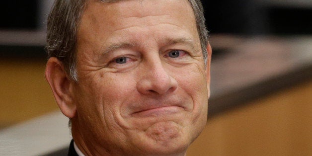 U.S. Supreme Court Chief Justice John Roberts smiles as he is introduced at the University of Nebraska Lincoln, in Lincoln, N