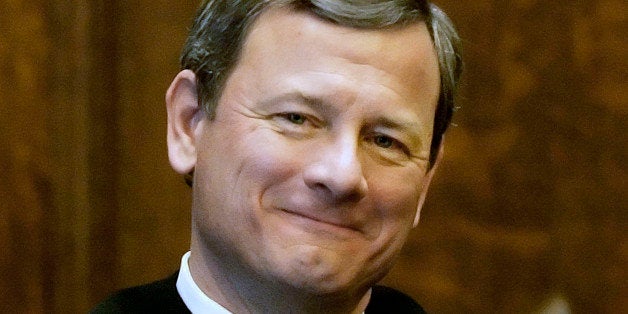 FILE - In this Feb. 12, 2008, file photo, Chief Justice John G. Roberts, Jr., is seen in Providence, R.I. Turned away at the
