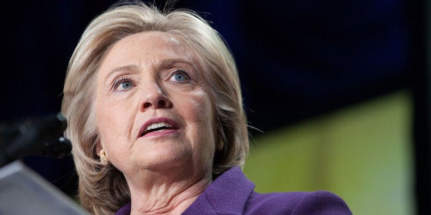 WASHINGTON, DC - MARCH 03: U.S. Former Secretary of State Hillary Clinton speaks at the EMILY's List 30th Anniversary Gala at Hilton Washington Hotel on March 3, 2015 in Washington, DC. (Photo by Leah Puttkammer/FilmMagic)