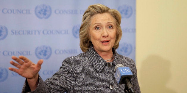 Hillary Rodham Clinton speaks to the reporters at United Nations headquarters, Tuesday, March 10, 2015. Clinton conceded Tuesday that she should have used a government email to conduct business as secretary of state, saying her decision was simply a matter of "convenience." (AP Photo/Seth Wenig)