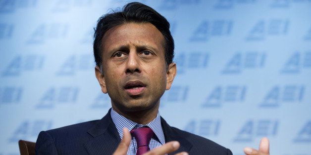 UNITED STATES - OCTOBER 6: Louisiana Gov. Bobby Jindal (R) delivers a speech at the American Enterprise Institute titled 'Rebuilding American Defense,' October 6, 2014. Jindal addressed the rise of terrorists group around the world and was critical of the Obama administration. (Photo By Tom Williams/CQ Roll Call)
