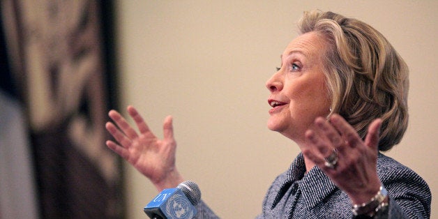 NEW YORK - MARCH 10: Former U.S. Secretary of State Hillary Clinton speaks to the media after keynoting a Women's Empowerment Event at the United Nations March 10, 2015 in New York City. Clinton answered questions about recent allegations of an improperly used email account during her tenure as secretary of state. (Photo by Yana Paskova/Getty Images)