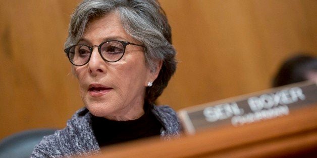 Senator Barbara Boxer, a Democrat from California, center, speaks during a Senate Environment and Public Works Committee mark