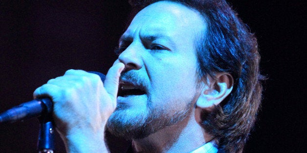 Eddie Vedder of the rock band Pearl Jam performs during the bands Lightning Bolt Tour at the Baltimore Arena on Sunday, Oct.